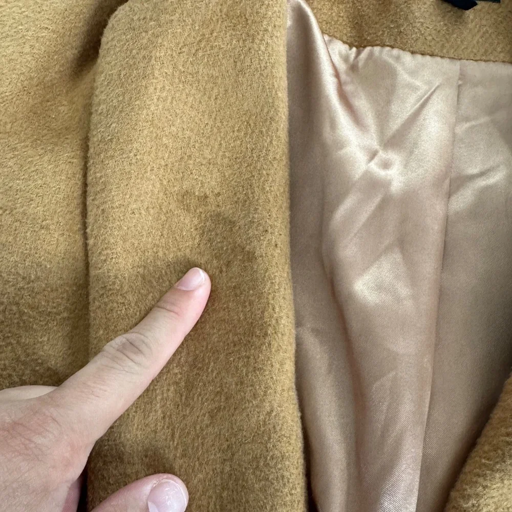 Topshop Women's Camel Brown Longline Open Front Winter Overcoat Jacket Size US 4
